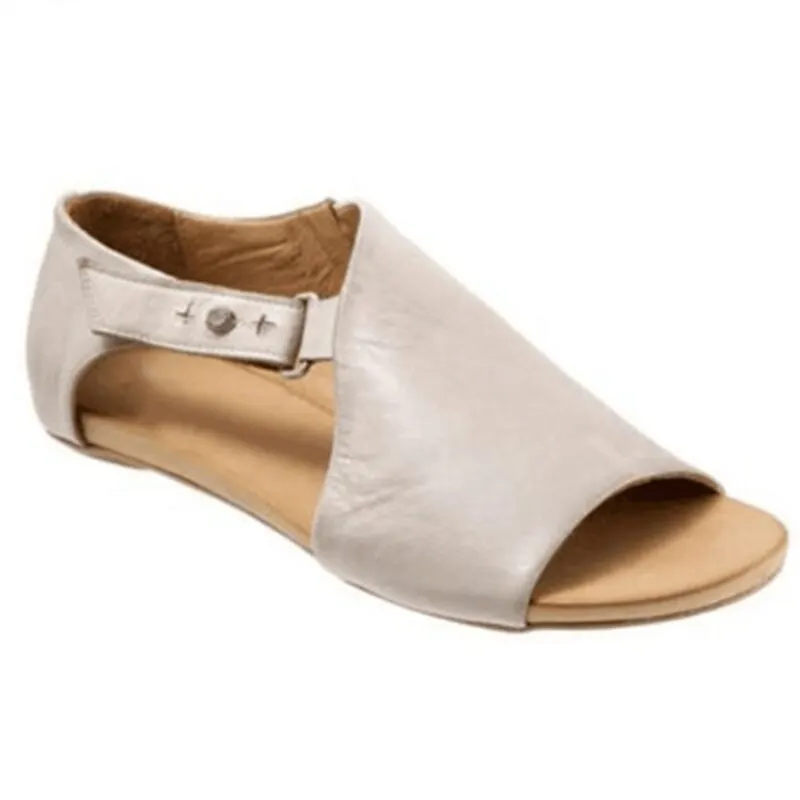 

MoneRffi Leather Women Sandals Soft Bottom Mother Sandals Peep Toe Fashion Ladies Sandals 2019 Summer Flat Sandals Female Shoes