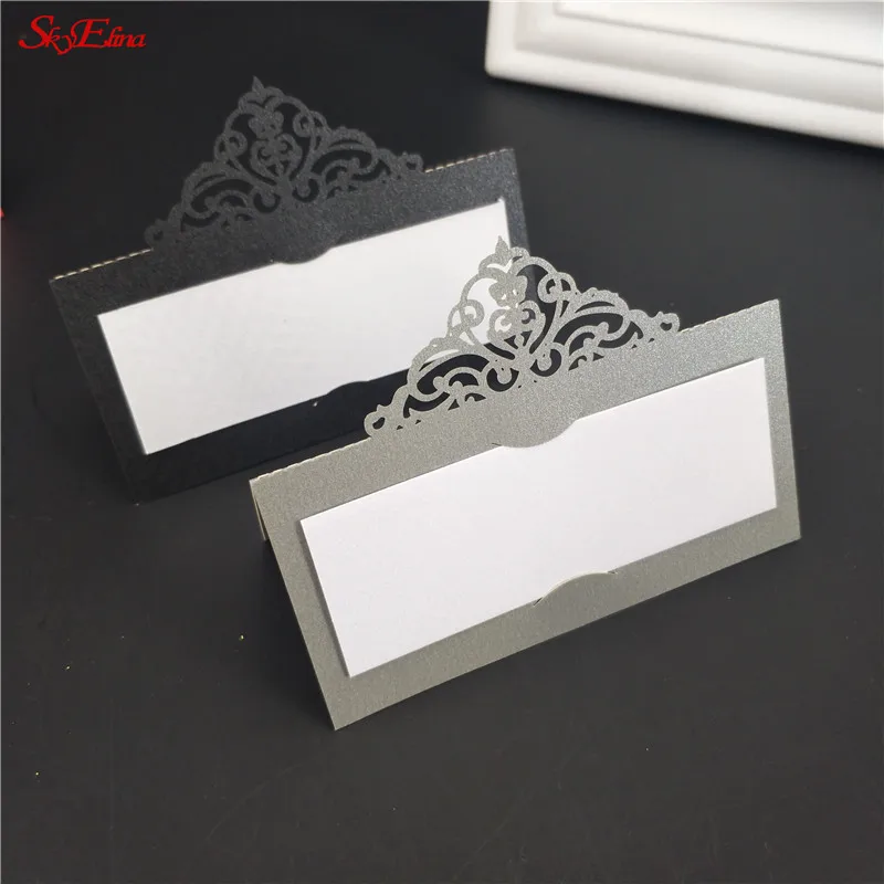 10pcs Laser Cut Wedding Name CardsPearlscent Paper Cards Place Card Wedding Party Decoration Favor  5zSH873 (219)