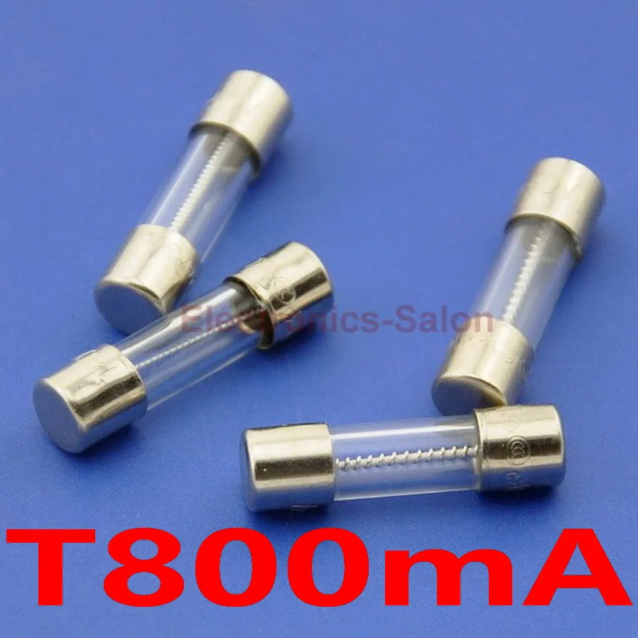 (200 шт./лот) T800mA 250V 5x20mm медленный выдувной стеклянный трубчатый предохранитель
