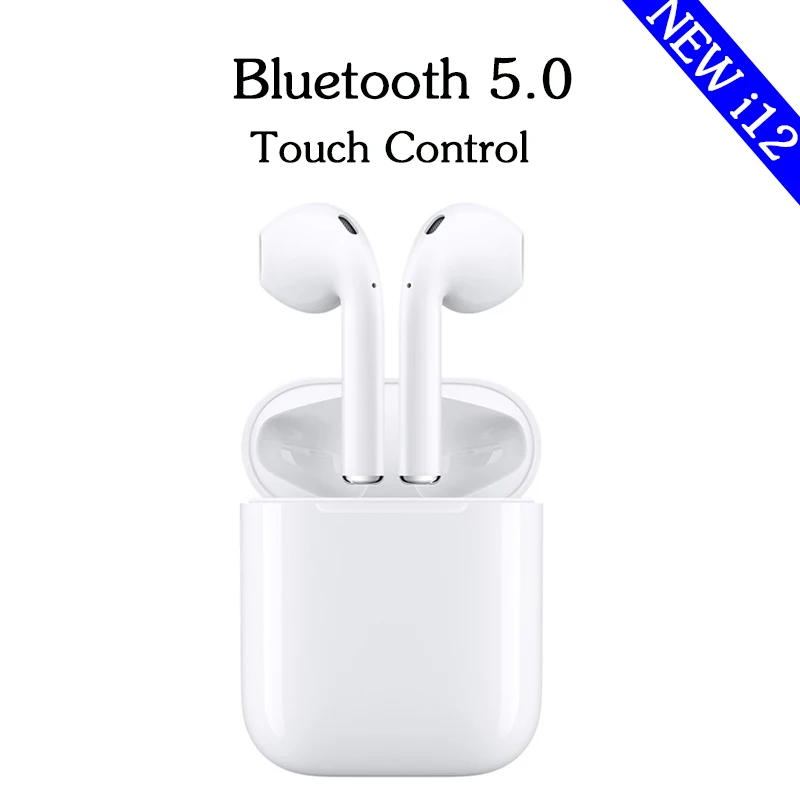 

i12 TWS Mini Bluetooth 5.0 Sports Earphone Sweatproof True Wireless Touch Earbuds Ear pod Binaural call Earphones 3D Surround