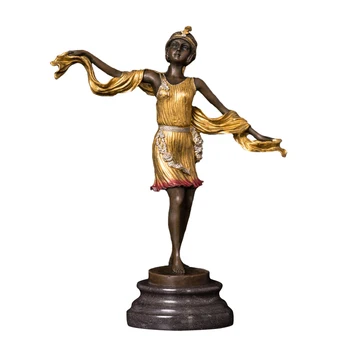 

Hotel decoration beautiful dancing girl bronze figurines sculpture