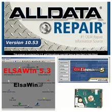 Alldata e mit.chell software 2019 novo lançado alldata 10.53 com mit//chell od5 2015 software de reparação automóvel elsa 6.0 1tb hdd