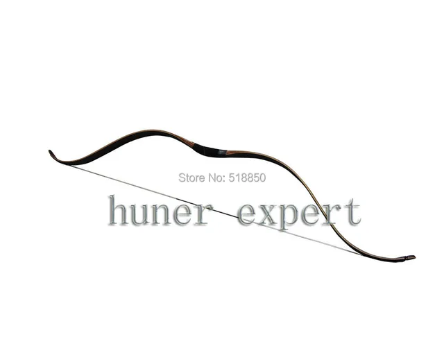 Cheap a pure handmade traditional recurve horsebow 50lbs black glass fiber laminating wood longbow