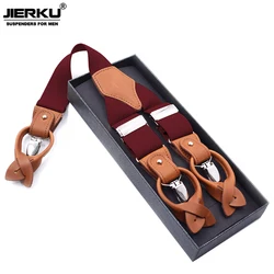 JIERKU Genuine Leather Suspenders Man's Braces 3Clips Suspensorio Fashion Trousers Strap Father/Husband's Gift 3.5*120cm JIERKU Genuine Leather Suspenders Man's Braces 3Clips Suspensorio Fashion Trousers Strap Father/Husband's Gift 3.5*120cm