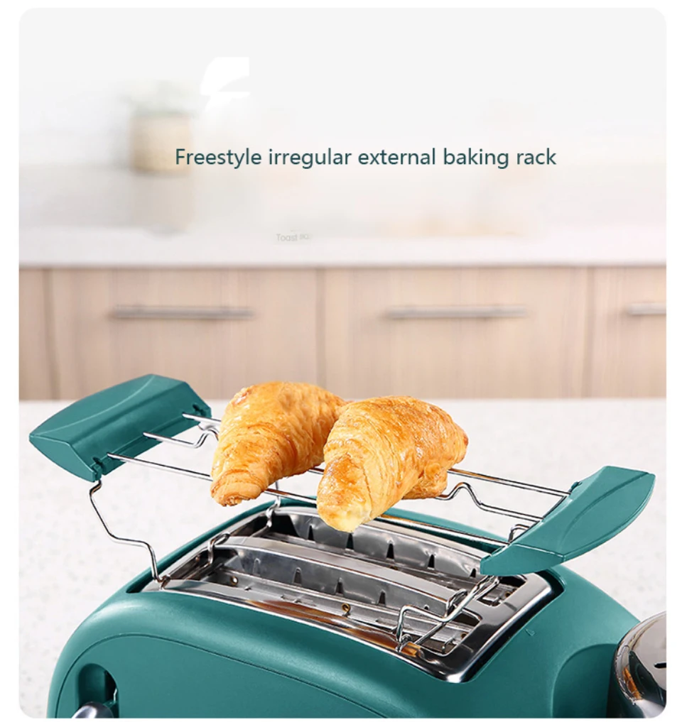 LSTACHi 2 Slices Toaster Bread Maker 5 Baking Stall Multifunction Breakfast Machine 2 Safety Protection/Thawing/Reheat Function