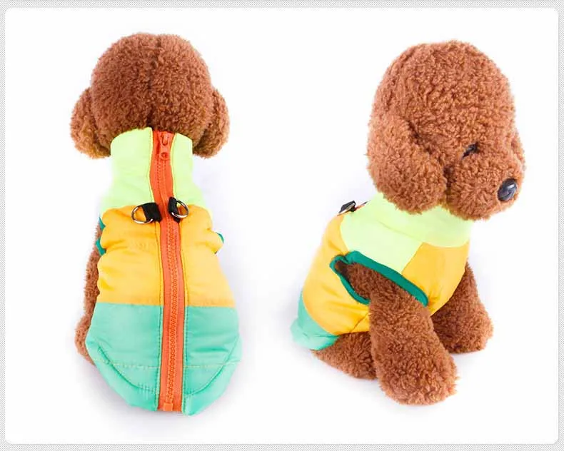 Popular Color Blocking Pet Apparel Dog Clothes Winter Puppy Dogs Vest Cotton-padded Jacket Coat for Chihuahua Teddy Poodle1