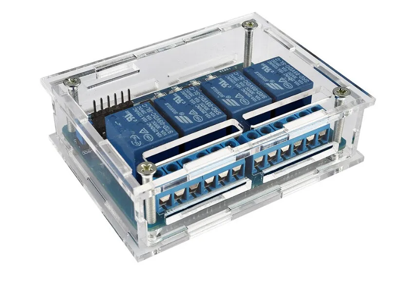 

DC 5v 4 Channel Relay Module for Raspberry Pi, Arduino 8051 AVR, PIC, DSP, ARM, with Practical Acrylic DIY Case Shell Quality