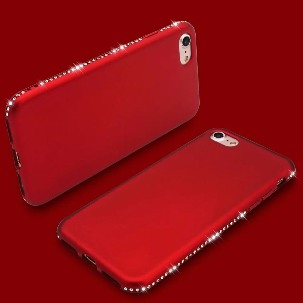 Portefeuille For iPhone 7 Case Glitter Pink Silicone Rhinestone Bumper Phone Cover Case For iPhone X 8 Plus 6 6S TPU Accessories (2)