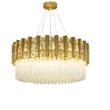 

Modern luxury chandelier gold new living room villa decoration k9 crystal chandelier Single layer can be customized size