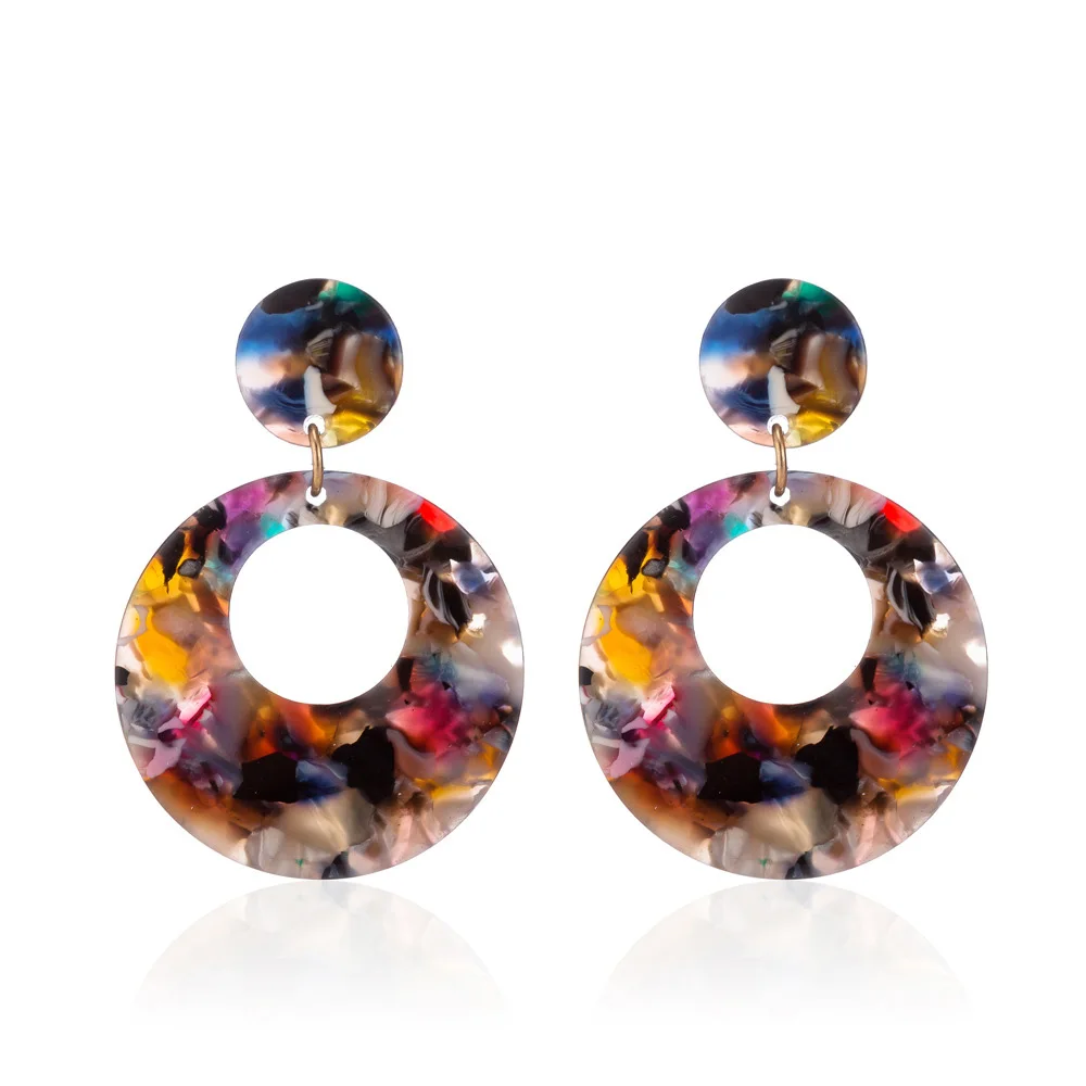 

2019 Fashion Simple and Versatile Geometric Earrings Acetate Plate Earrings New Female Vintage Ear Drop Gift Jewelry