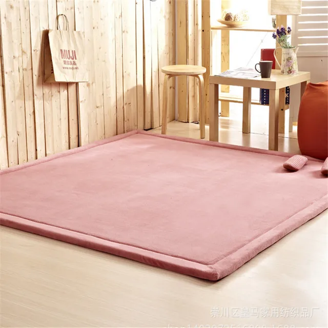 Solid 2cm thickness kids playmat home carpet blanket soft coral velvet mats rectangle 100*200cm bedmat skidproof child game mat 1