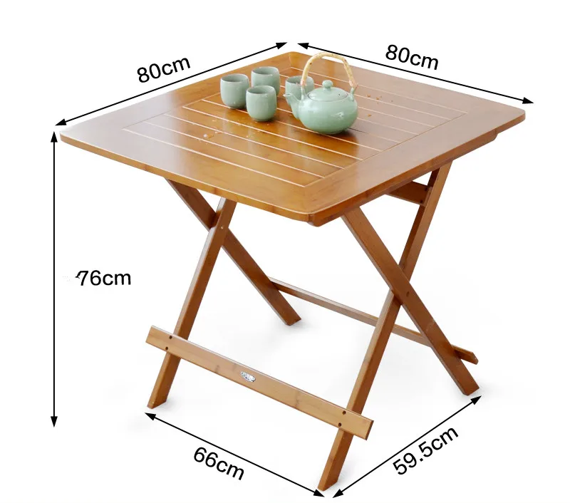 Бамбуковая мебель обеденный стол квадратный 80 см открытый/закрытый садовый стол ноги складной портативный складной обеденный стол бамбуковая древесина
