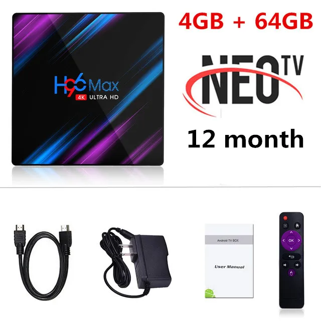 Android 9,0 tv Box H96 MAX+ 1 год NEO pro французская IP tv подписка 4 Гб Ram 64 Гб Rom H.265 4K Smart tv Box BT4.0 телеприставка - Цвет: Фиолетовый