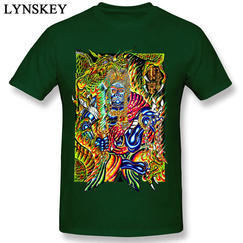 Slim Fit Casual Summer Fall Fudo Myoo AcalaCandarosana T-shirts 100% Cotton Round Neck Adult Tops Shirts Printing Sweatshirts dark green