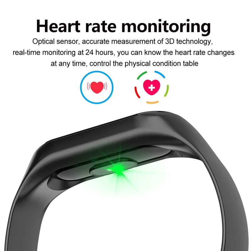 Greentiger M3S Smart Band Blood Pressure Heart Rate Monitor Smart Wristband Fitness Tracker Smart Bracelet For Android IOS phone