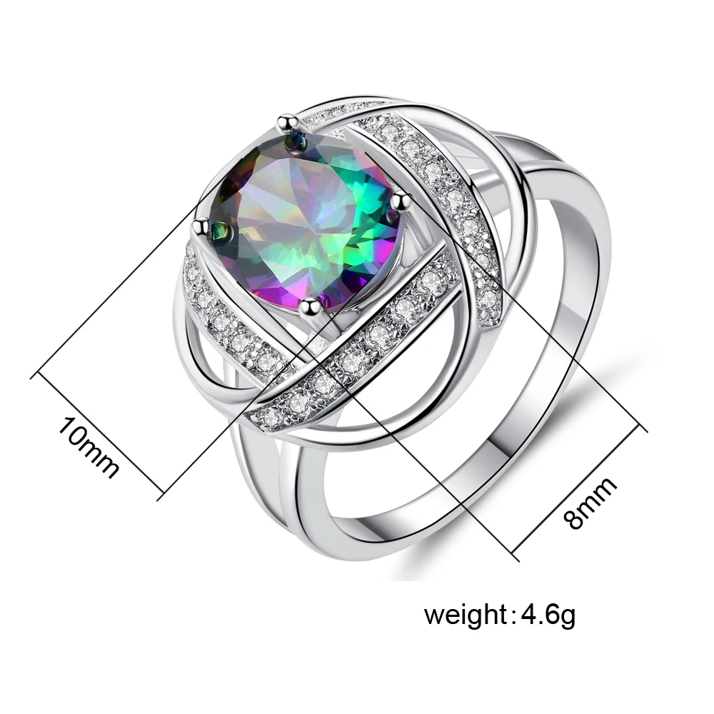 Dovolov роскошный красочный Циркон bling посеребренное кольцо для женщин высокого качества кольца модные украшения D373