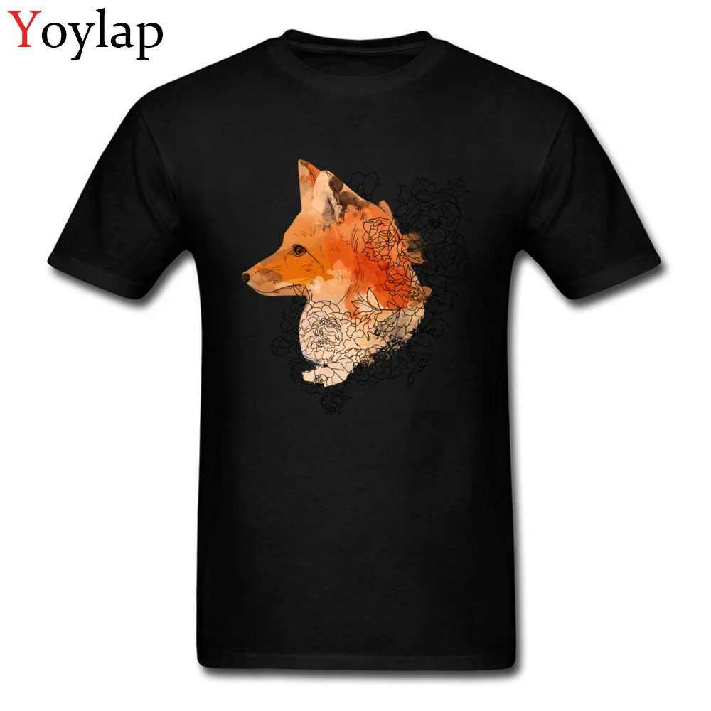 Cute 3D Printed T Shirt Crewneck 100% Cotton Watercolor fox Student Tops Shirts Short Sleeve Summer 3D Printed Sweatshirts black