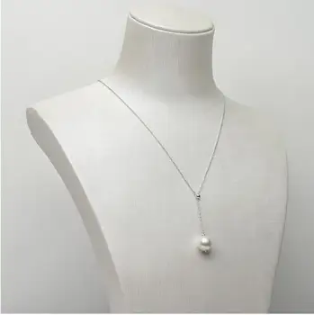 

10.6mm White South Sea Pearl Necklace 925 Silver 17.3-18.5 inch