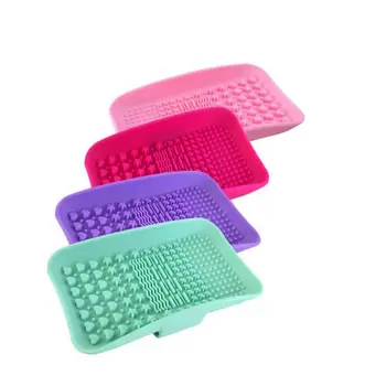 

14.5*8.5CM Silicone Brush Pad Cleaner Cosmetic Make Up Washing Brush Gel Cleaning Mat Makeup Brush Cleaner soap tray