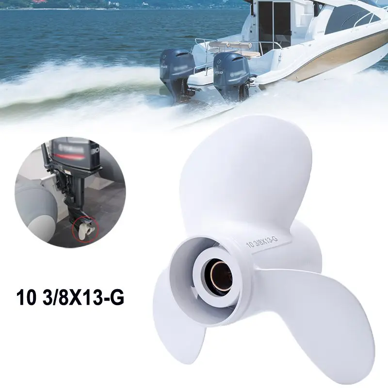 

3 Blades 10 3/8 x 13G Propellers Prop Aluminum Outboards Propeller White Spline Marine Propeller Boat Parts For Yamaha 40-60HP