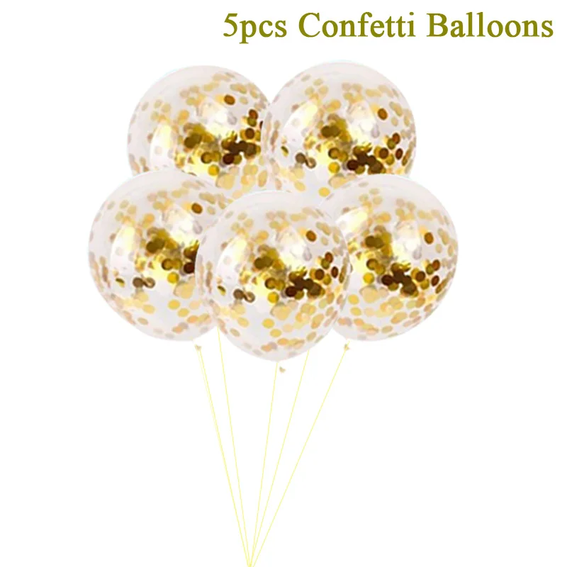 Розовое золото конфетти номер воздушные шары 30 40 50 60 день рождения украшения для взрослых юбилей Свадебные украшения воздушные шары - Цвет: 5pcs Gold