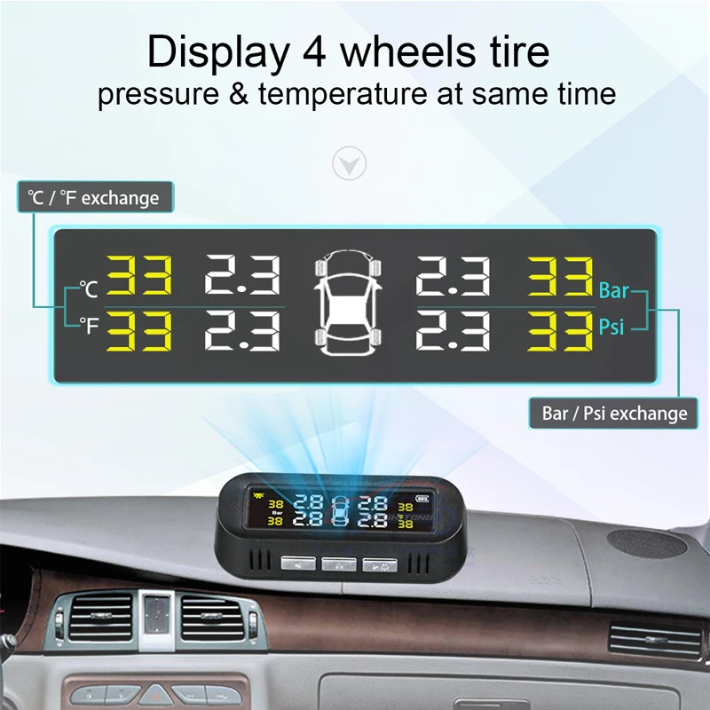 Система контроля давления в шинах, система контроля давления в шинах, система контроля давления на солнечной энергии, система контроля давления в шинах с английским голосом, внутренний внешний датчик давления в шинах