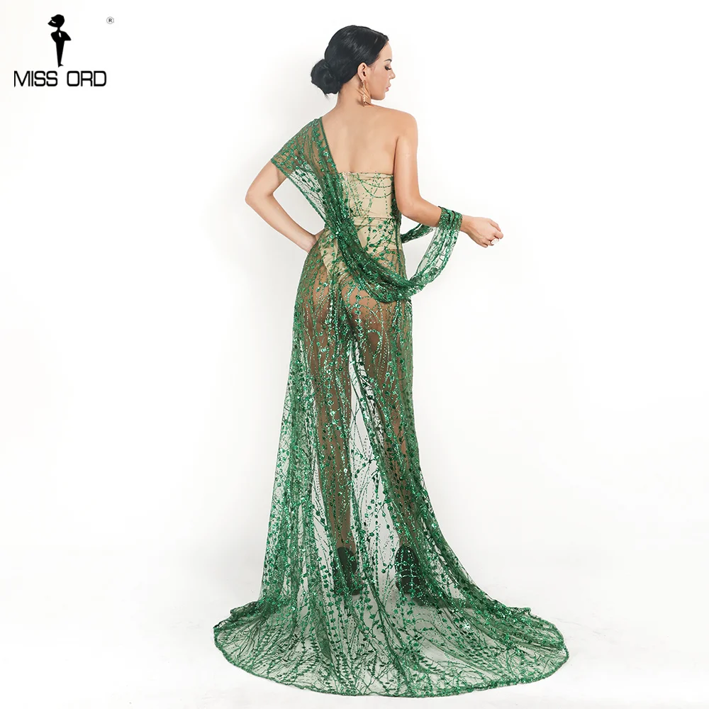 Missord 2019 Sexy Off Shoulder Irregular Neck Backless Dress Elegant See Through High Split Gliter Dress FT18674 23