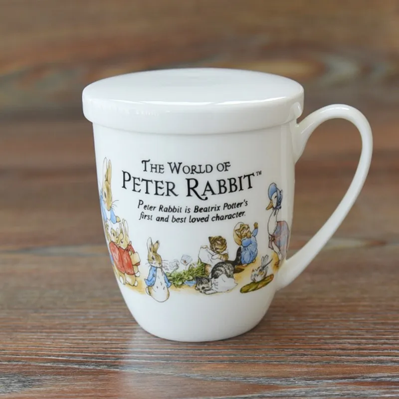 

World Of Peter Rabbit Series Bone China Coffee Mug Export United Kingdom European Child Cute Porcelain Cup With Cover Caneca