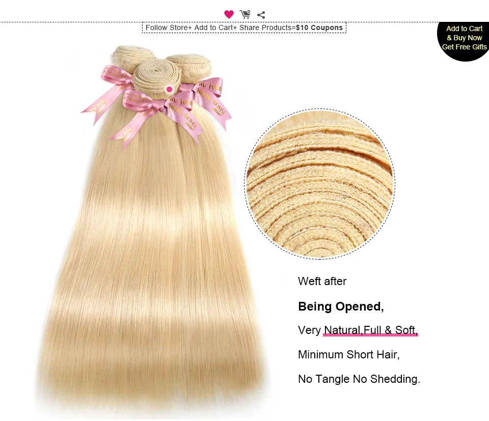 ishow blonde straight human hair bundles (3)