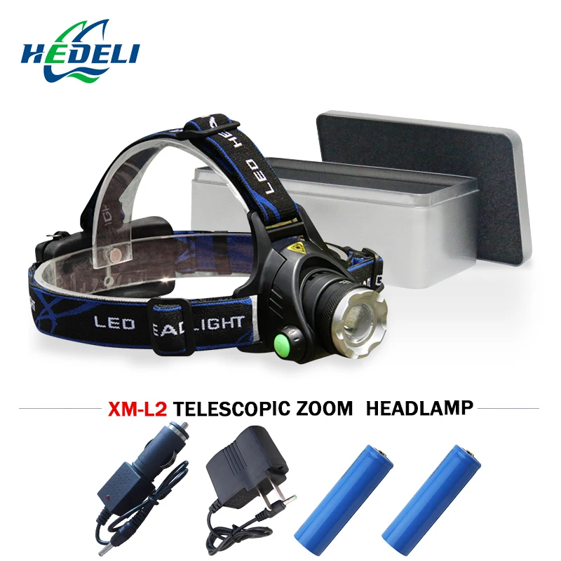 

LED headlamp fishing Headlights 5000 lumens Cree xm-l2 XML-T6 zoom lamp Waterproof Torch Flashlight headlamp use 18650 camping