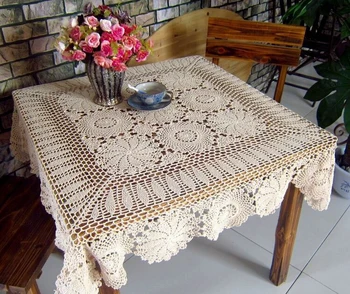 

Handmade crochet Flower square Coffee tablecloth Cover cloth decorated openwork knit American cotton tablecloths Doilies