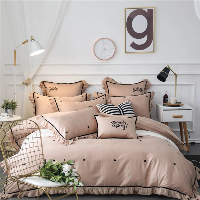 

4/6/7Pcs Egypt cotton Melody of love Bedding Set embroidery hollow lace Duvet cover set Bed Sheet Pillowcases Queen King size