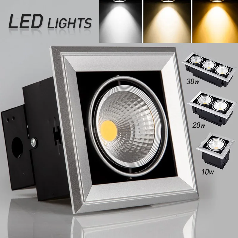 

1X LED square Downlight Dimmable Ceiling 10W 20W 30W 110V-220V Recessed LED Wall lamp Spot light With Driver For Home Lighting