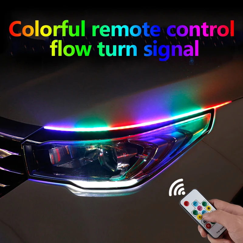 2шт 60 см RGB DRL тонкий Янтарный последовательный гибкий светодиодный для головной