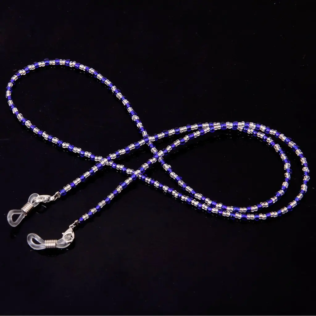 NEW Crystal Glass Fashion Glasses Chain---Blue and Clear
