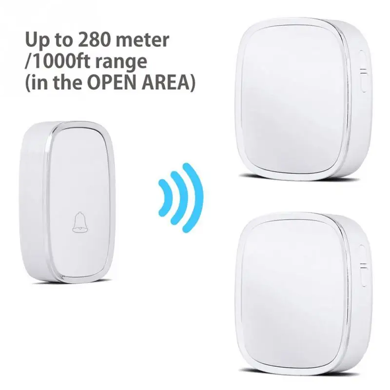 

UK/US/EU plug 36 Chimes 2 Plugin Door Chimes 1 Button Wireless Door Bell 12V 23A Waterproof Doorbell