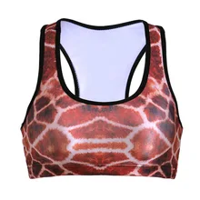 NEW 0095 Summer Sexy Girl Women giraffe stripes veins 3D Prints Padded Push Up Gym Vest Top Chest Running Sport Yoga Bras