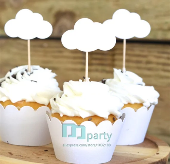 

Baby Shower Theme-Cloud Cupcake Toppers-Custom Cupcake Toppers-White cake toppers for baby bunting-cupcake toper with cloud