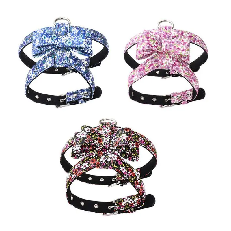 

Ajustable Dog Harness Leash Set Pet Anti-explosion Bow Knot Vest Chest Belt Dog Daily Walking Chest Collar Security Vest