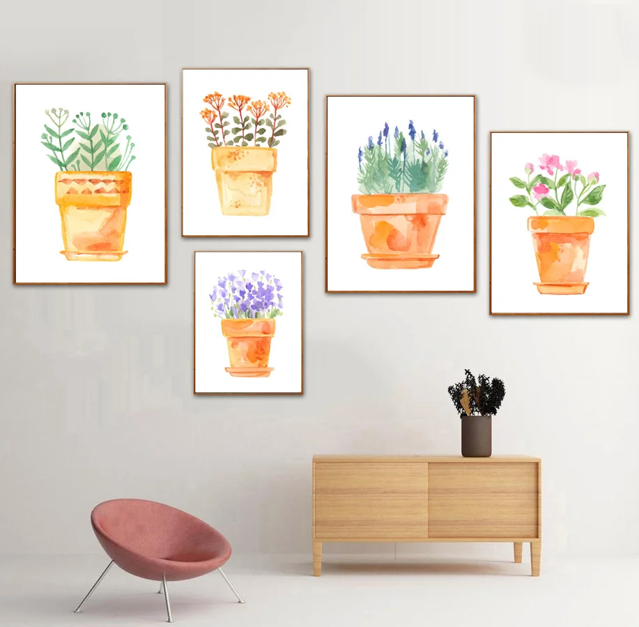 Watercolor-Potted-Flower-Wall-Art-Canvas-Posters-And-Prints-Canvas-Painting-Nordic-Poster-Wall-Pictures-For (2)