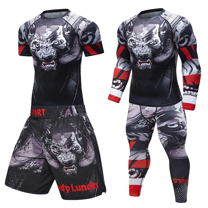 Мужская компрессионная футболка с длинным/коротким рукавом 3d Gorilla Fitness tinings BJJ MMA