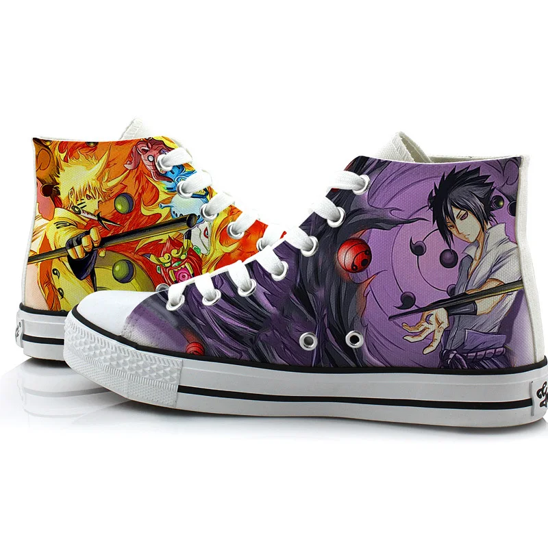 

Naruto Canvas Shoes Men Cool Printed Breathable Boots Student Cosplay Shoes For Halloween Two Sides Hand-painted Sneakers