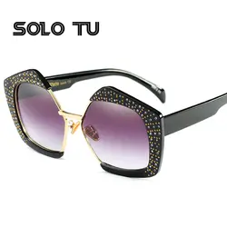 2017 бренд ручной работы со стразами Солнцезащитные очки для женщин Курт Кобейн Очки роскошный негабаритных Солнцезащитные очки для женщин