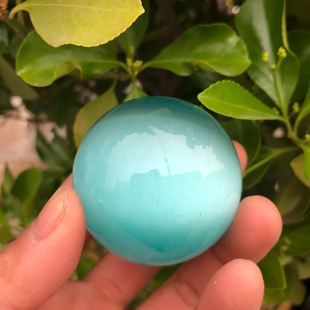 

1pcs Quartz blue Cat Eye Crystal Healing Ball Sphere 50MM + Stand