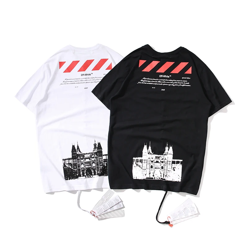 

limited edition Netherlands castle 19ss Off-White OW Men/Women Fashion Lovers Cotton Casual Round neck Short sleeve T-shirt