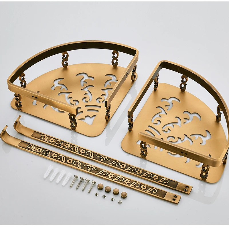 Полки для ванной комнаты, 2 слоя, антикварная металлическая угловая полка для душа, настенная полка для хранения шампуня