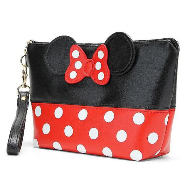 

Travel Cosmetic Bag Cartoon Bow Makeup Case Women Zipper Hand Holding Make Up Handbag Organizer Storage Pouch Toiletry Wash Bags