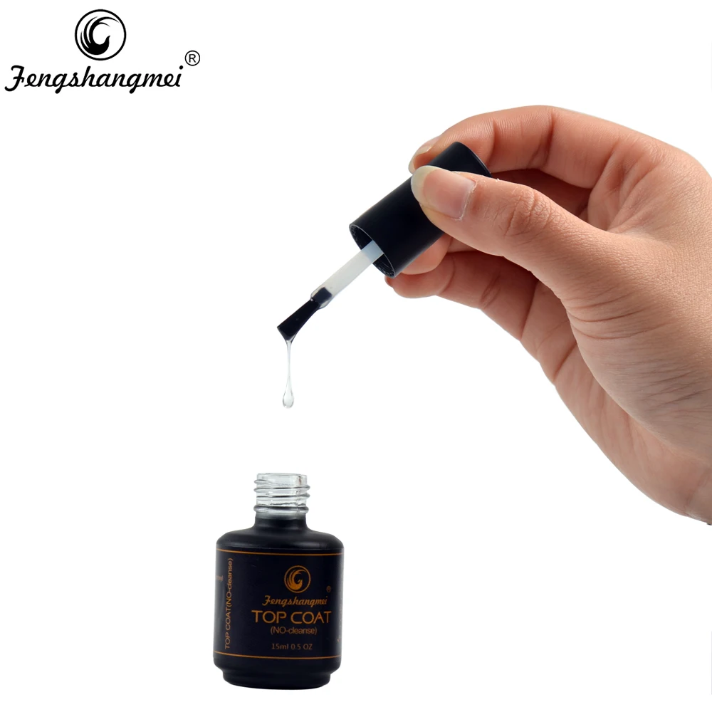 Fengshangmei 15ml Nail Gel Top Coat No Wipe UV Gel Varnish Sealing Shining Clear Nail Gel Diamond Topcoat 5