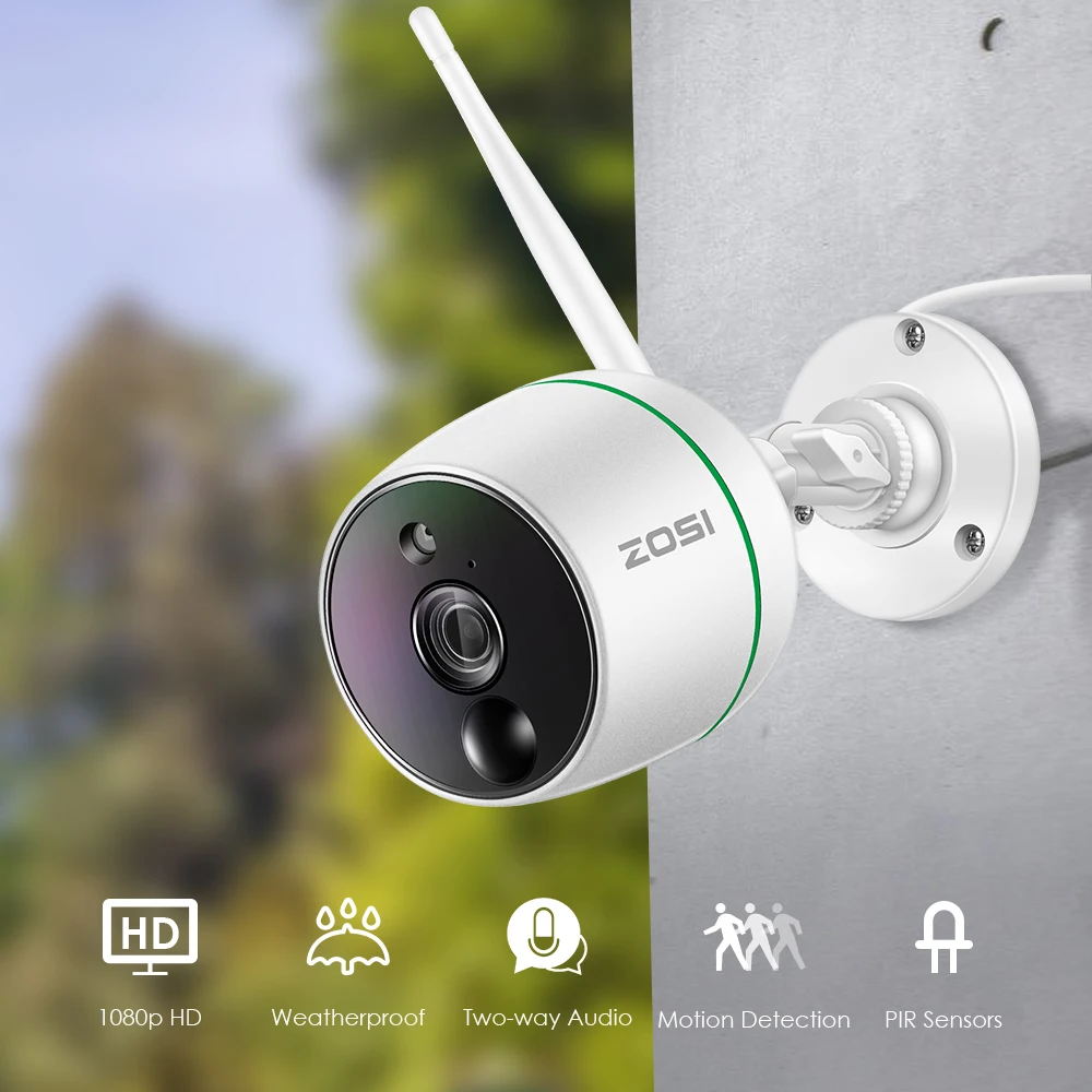 ZOSI Full HD 1080P WiFi ip-камера, наружная Водонепроницаемая беспроводная ip-камера наблюдения, PIR датчики движения, Двусторонняя аудио