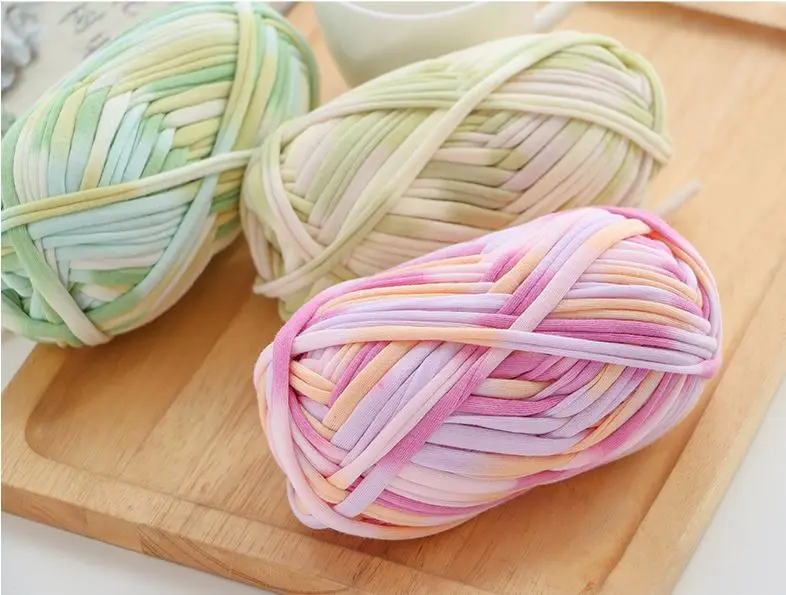 19 colours 100g/roll Home Colourful DIY Crochet Cloth Carpets Yarn Cotton Wool Knitting Paragraph hand-knitted Thick Knit Basket | Дом и сад
